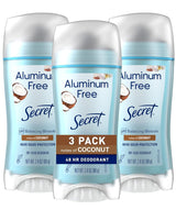 Secret Aluminum Free Deodorant for Women, 48hr Odor Protection, Naturally Derived Ingredients, Free of Parabens Dyes Talc & Baking Soda, PH Balanced, Dry Solid
