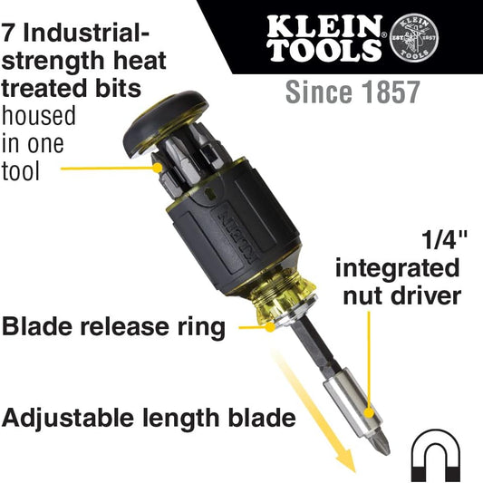 Klein_Tools_32308_Multi-bit_Stubby_Screwdriver,_Impact_Rated_8-in-1_Adjustable_Magnetic_Tool_with_Phillips,_Slotted,_Square_and_Nut_Driver