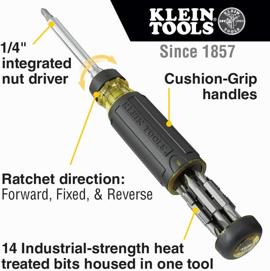 Klein_Tools_32305_Multi-bit_Ratcheting_Screwdriver,_15-in-1_Tool_with_Phillips,_Slotted,_Square,_Torx_and_Combo_Bits_and_1/4-Inch_Nut_Driver