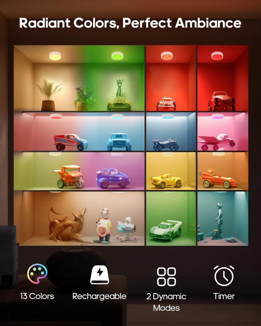 Puck_Lights_with_Remote,_13_RGB_Colors_LED_Under_Cabinet_Lights,_Rechargeable_Baterry_Operated_Under_Cabinet_Lighting_Tap_Lights,_Stick_on_Lights_with_Dimmer_and_Timer
