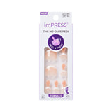 KISS imPRESS Pedicure Press On Toenails, White, Short Squoval, Pedicure Nail Kit Includes 24 Press On Toenails, Prep Pad, Mini Nail File, & Pedicure Stick