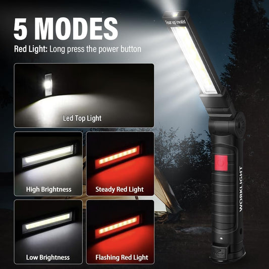 LED_Work_Light_Rechargeable_Flashlight,_Christmas_Stocking_Stuffers_Gifts_for_Men_Him_Husband_Mechanic_Torch_Grill_Light_Inspection_Lamp_Magnetic_Base_5_Modes_360°_Rotate_Car_Emergency_Repair_2PCS