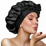 Satin Bonnet Silk Bonnet for Sleeping Women, Ajustable hair Bonnet for Curly Hair With Tie Band