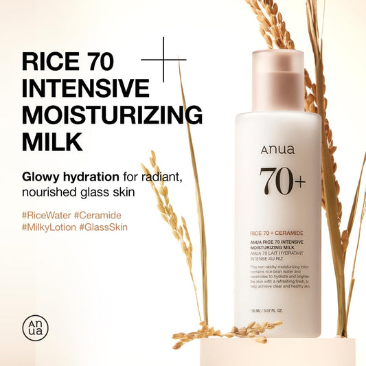 ANUA_Rice_70_Intensive_Moisturizing_Milk,_Hydrating_Face_Lotion,_Niacinamide,_Ceramides,_All_Skin_Types,_Sensitive,_Skin_Moisture_Barrier,_Lightweight_Nourishing,_Korean_Skincare,_5.07_fl.oz.
