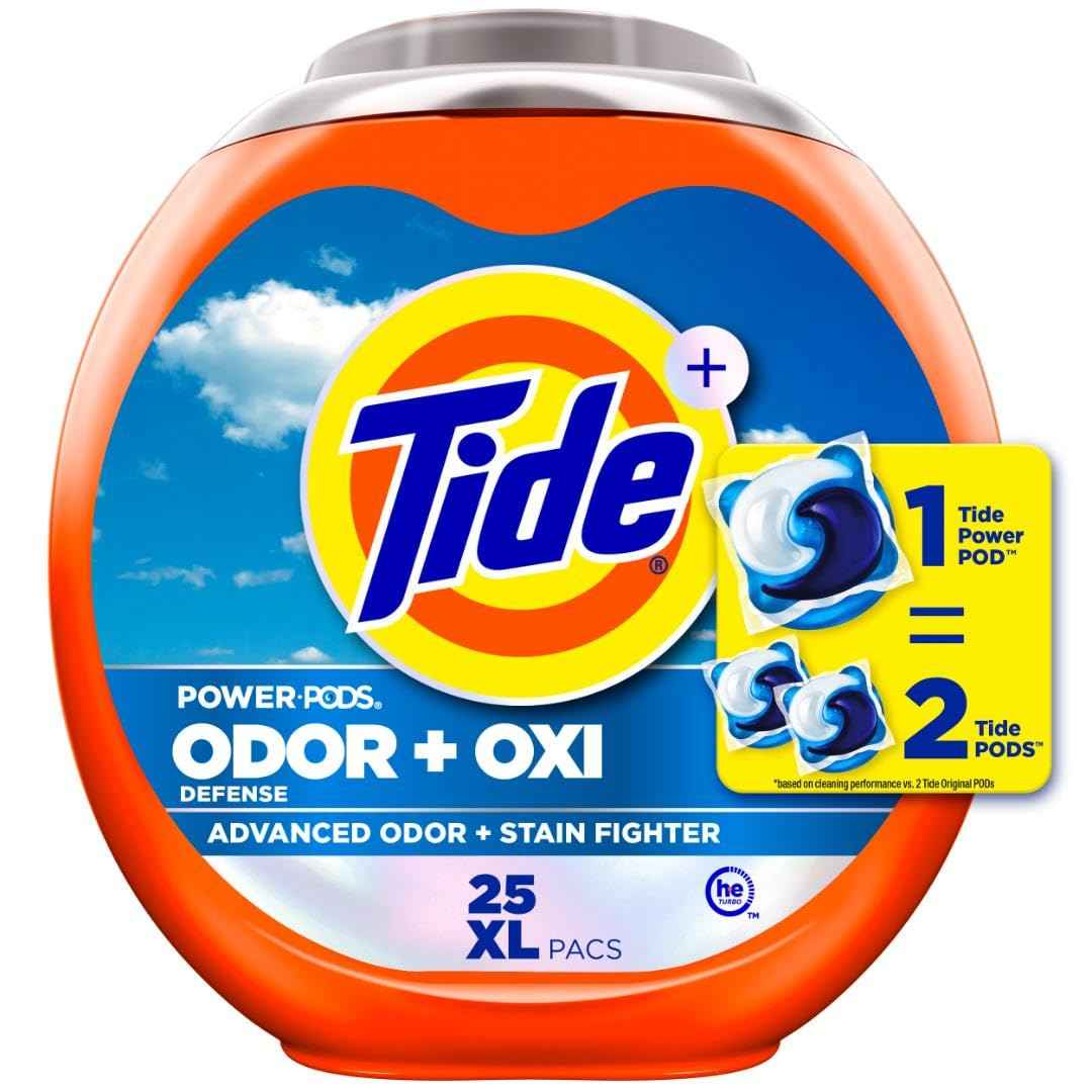 Tide Odor Defense + Oxi Laundry Detergent Pacs, Original Scent, Advanced Odor + Stain Fighter, laudry soap washing detergent pacs