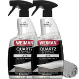 Weiman Quartz Countertop Cleaner and Polish - Clean and Shine Your Countertops Islands and Stone Surfaces with UV Protection, 24 Ounce with MicroFiber Towel, 2 Pack