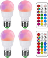 ILC RGB LED Light Bulb, Color Changing 40W Equivalent, Daylight White, 450LM Dimmable 5W E26 Screw Base RGBW, Mood Light Bulb - 12 Color Choices - Timing Infrared Remote Control Included (4 Pack)