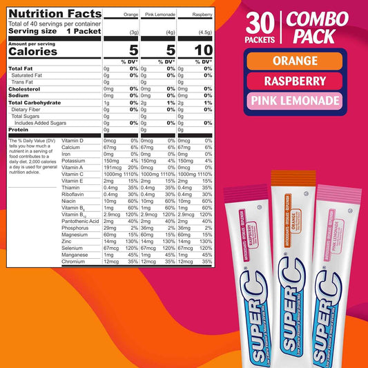 Super C Singles to Go Powder Packets – Desk-Friendly Hydration Mix for Workday Focus