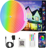 Neon Rope Lights, JIAMEI 20FT/32.8FT/49.21FT/65.6FT/100FT RGB LED Strip Lights, App Control, IR Remote, Music Syncing, Outdoor IP67 Waterproof, Flexible Neon Strip Lights Cuttable for Bedroom, Gaming, Party, Outdoors Decor