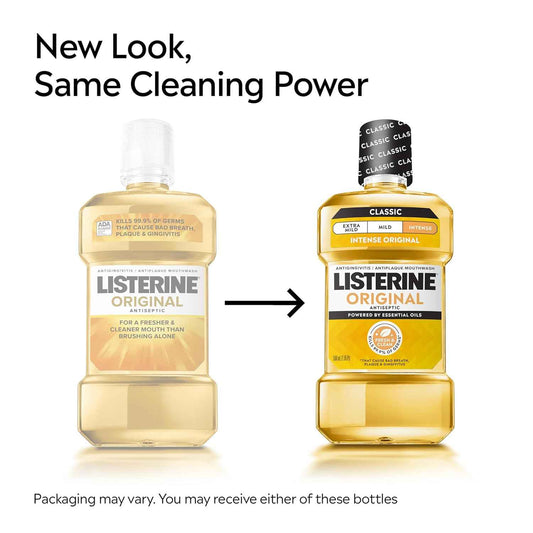 Listerine Original Intense Antiseptic Oral Care Mouthwash to Kill 99.9% of Germs that Cause Bad Breath, Plaque and Gingivitis, ADA-Accepted Mouthwash, Intense Original Flavored Oral Rinse