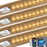 Battery Powered LED Strip Lights, Wireless RGB LED Strip Lights with 24 Keys Remote Control, for Kitchen Under Cabinet Lighting, Shelves, Under Counter, Closet, Cordless Click Light