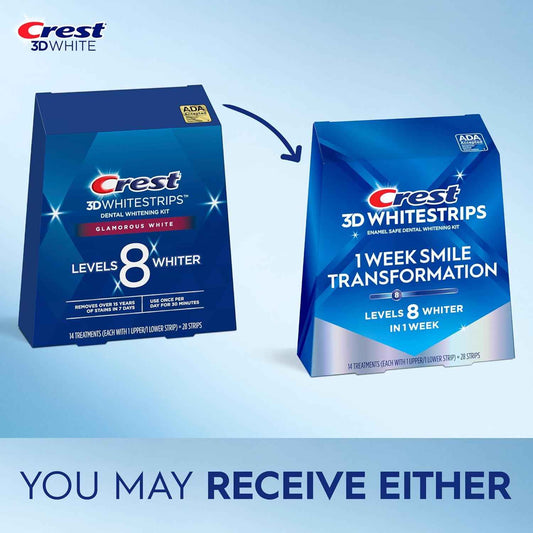 Crest 3D Whitestrips, 1 Week Smile Transformation, Whitestrips 3D White, Teeth Whitening Strip Kit, 14 Treatments (Each with 1 Upper/1 Lower)