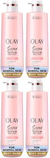 Olay Super Serum Body Wash, 24hr Long Lasting Hydration, 5+ Ingredient Serum Complex for Bright Even Firm Luminous Skin