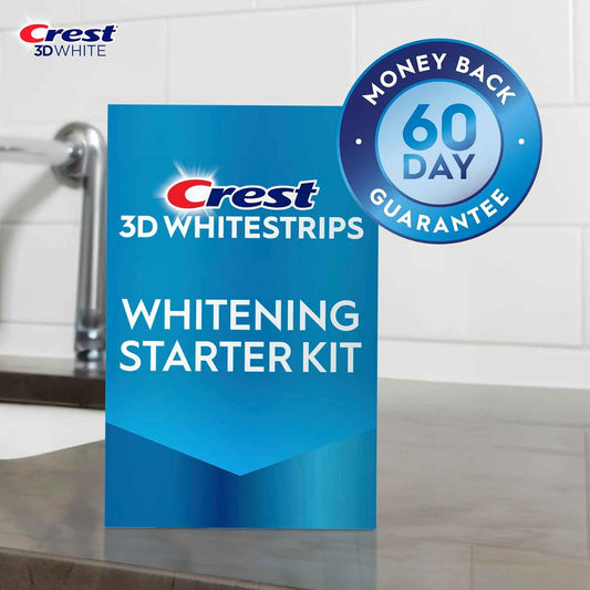 Crest 3D Whitestrips Whitening Starter Kit – Teeth Whitening Kit, 10 Treatments, Each with 1 Upper/1Lower, 20 Strips – Crest 3DWhite Teeth Whitening Strips