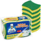 MR.SIGA Non-Scratch Cellulose Scrub Sponge, Dual-Sided Dishwashing Sponge for Kitchen, 12 Pack