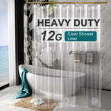AmazerBath Heavy Duty Shower Curtain Liner 12 Gauge, Clear Shower Curtain Liner with 3 Clear Stones and 12 Grommet Holes, Weighted Plastic Shower Liner
