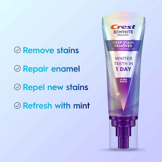 Crest 3DWhite Brilliance Deep Stain Remover Ultra White Toothpaste - 3.1oz