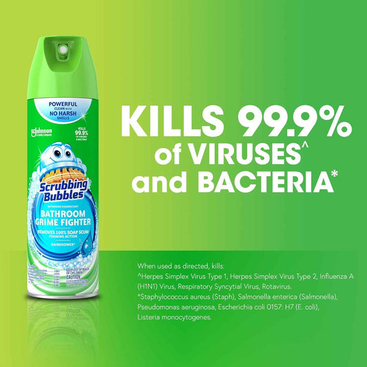 Scrubbing Bubbles Bathroom and Shower Cleaner Disinfectant Aerosol, Foaming Action Bathroom Grime Fighter