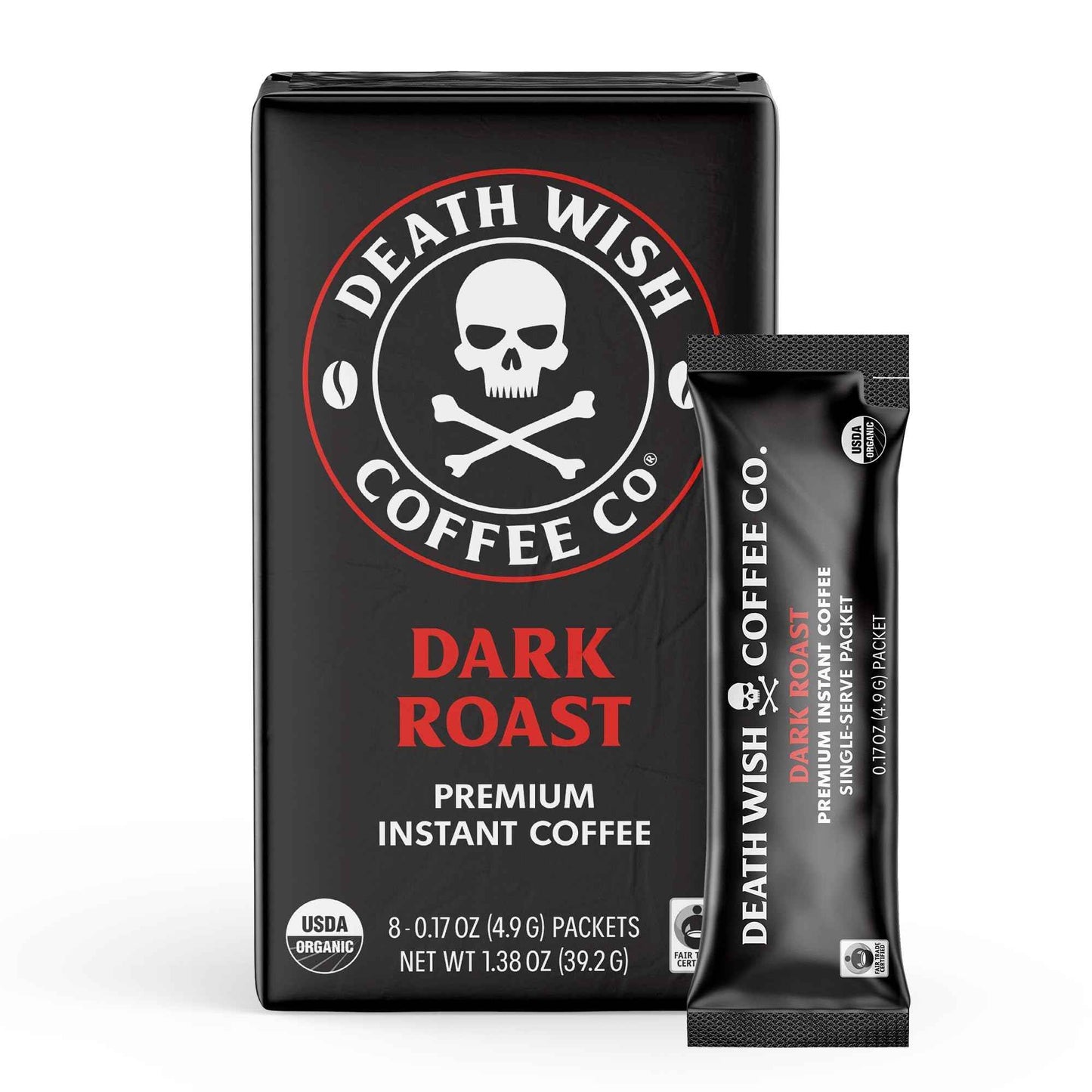 Death Wish Coffee Instant Dark Roast Coffee Packets, Bold & Intense Blend of Arabica & Robusta Beans, USDA Organic