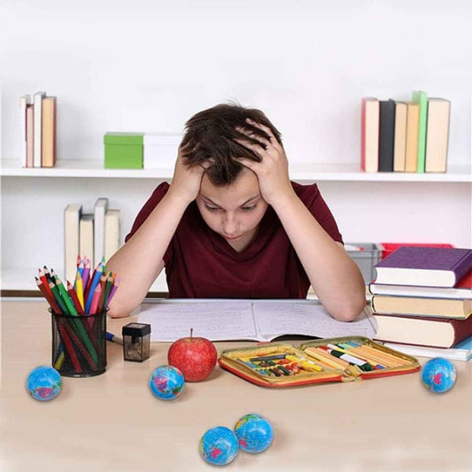 24 Pack Squeezable World Stress Balls for Kids Mini Earth Ball - Pressure Relieving Health Balls Globe Pattern Balls , School, Classroom, Party Favors (2.5" Inches)