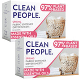 The Clean People Fabric Softener Sheets - Dryer Sheets - Softens & Removes Static Cling - Vegan Laundry Softener With Essential Oils