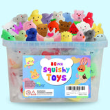 80Pcs Kawaii Squishy Mochi Toy Bulk - Party Favors for Kids Ages 4–8, Fidget Sensory
