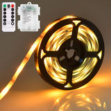 LED Strip Lights Battery Operated, 9.8ft 90 LED Strip Lights with Remote Timer Dimmable, Waterproof Flexible Lights for Indoor Outdoor TV Table Bedroom Boat Kitchen (Multicolor/Cool White/Blue/Warm White)