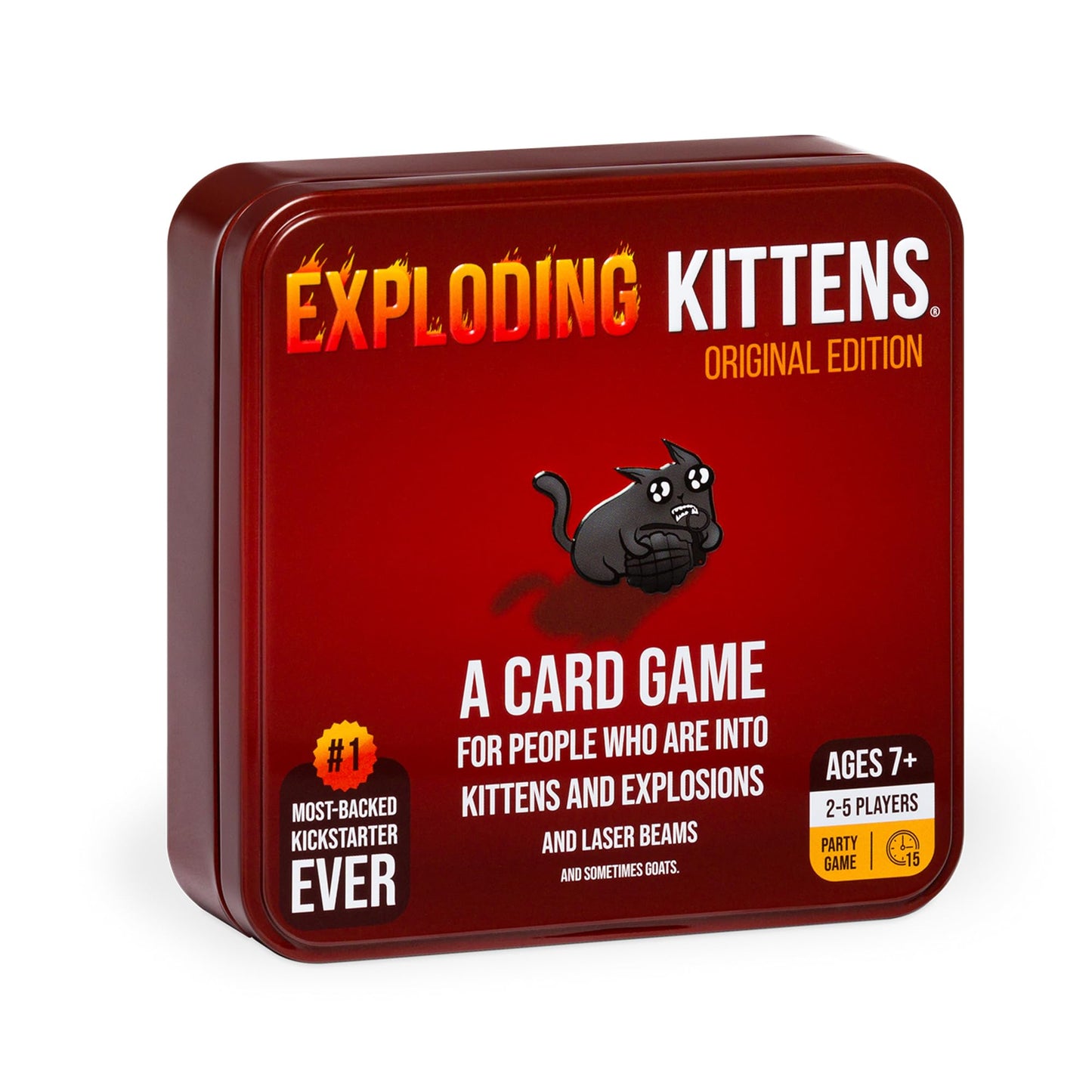Exploding Kittens Original Edition in Collectible Tin - Fun & Hilarious Card Game for Kids and Adults, Ideal for Party Family Game Night and Party, 56 Cards Included