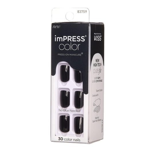 KISS_imPRESS_No_Glue_Mani_Press_On_Nails,_Color,_'All_Black',_Black,_Short_Size,_Squoval_Shape,_Includes_30_Nails,_Prep_Pad,_Instructions_Sheet,_1_Manicure_Stick,_1_Mini_File