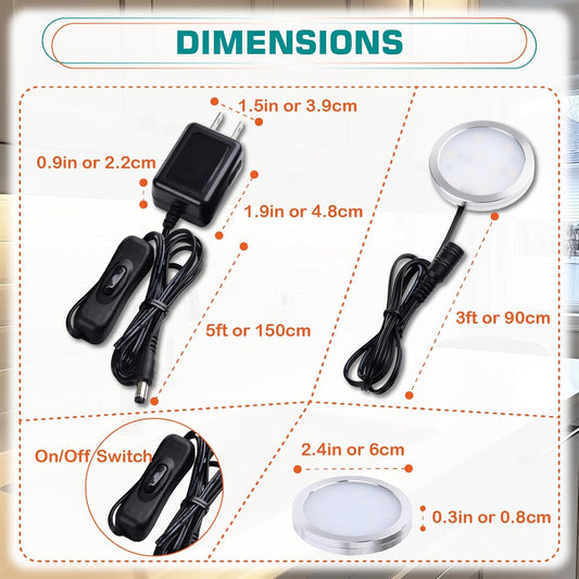Single_LED_Puck_Light_for_Under_Obove_Cabinet_Counter_Bar_Shelf_Back_Lighting,_120V_Electric_Direct_Wall_Plug_in,_Handy_On_Off_Switch,_Black_Cables,_2_Packs,_Warm_White/Daylight