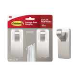 Command 10 lb Matte Curtain Rod Hooks, 2 Hooks and 4 Strips, No Drilling Home Decor and Room Decor, Use with Rod Diameters 0.5-0.75" | 10 lb, 4 Command Strips, Damage Free, Curtain Rods Hangers, Home and Room Decor
