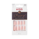 KISS Classy, Press On Nails, Nail glue included, White, Medium Size, Almond Shape, Includes 28 Nails, 2g glue, 1 Manicure Stick, 1 Mini File