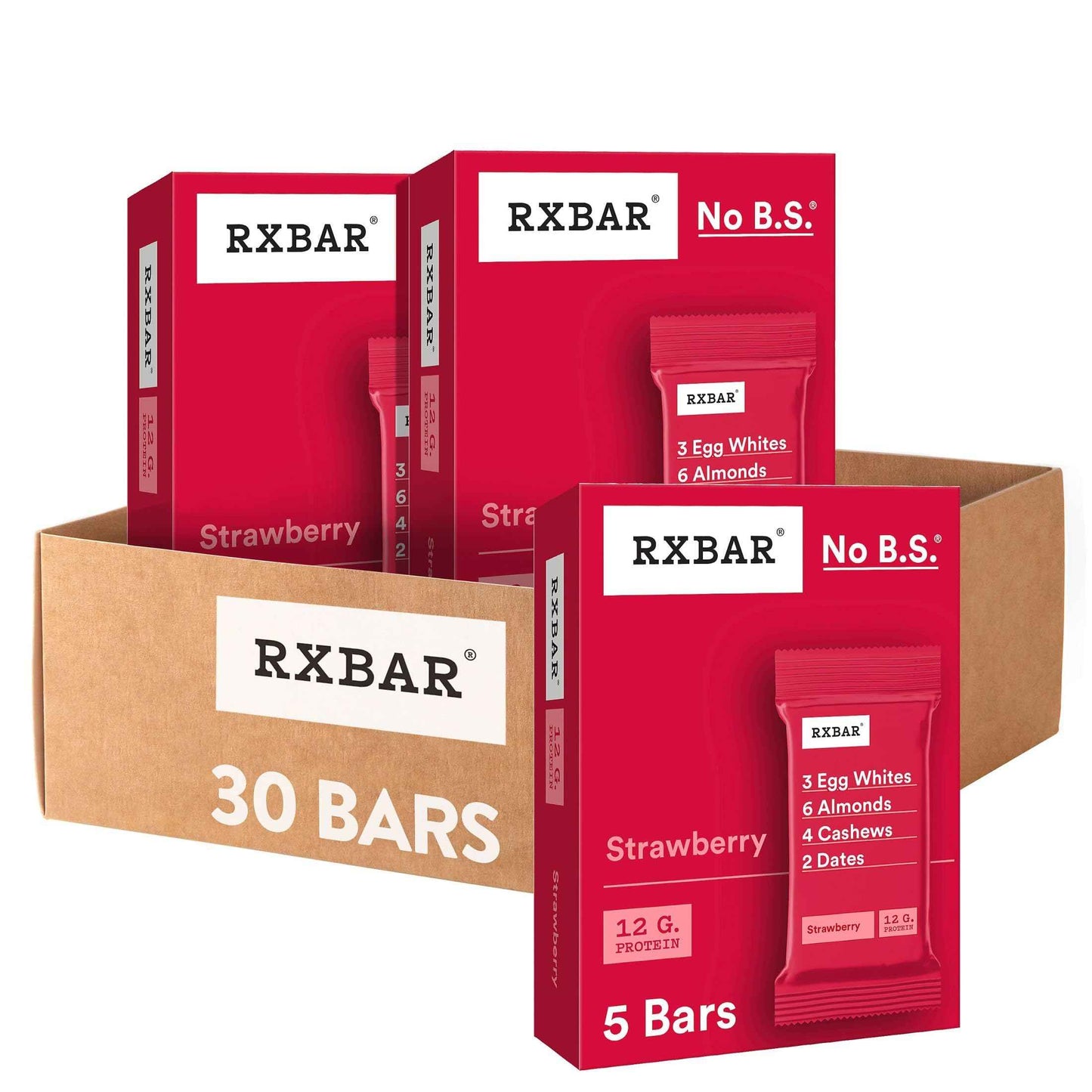 RXBAR Protein Bars, 12g Protein, Gluten Free Snacks, Strawberry