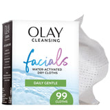 Olay Eye Makeup Remover Wipes, Daily Facials Gentle Face Cleanser for Sensitive Skin, Alcohol and Fragrance Free, Soft Face Wash Towels, Travel Essentials for Women, Dry Cloths