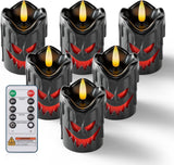 Homemory Flameless Votive Candles with Timer, 2" x 2" Real Wax, 400+Hour Realistic Black Wick Battery Operated Candles, Set of 6 for Wedding, Party and Holiday Decoration (Battery Included)