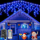 Ollny Icicle Lights for Outside 504LED 41FT, Warm White Christmas Light with Remote 8Modes Timers Waterproof, Plug in Connectable Hanging Lights for Outdoor Indoor House Roof Holiday