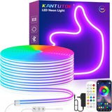 LED Neon Rope Lights, 13.1ft/16.4ft/19.68ft RGB LED Light Strip, 24V Music Sync App/Remote Control DIY Rope Light, IP67 Waterproof Gaming Neon Strip Lights for Bedroom Indoor Oudoor Décor