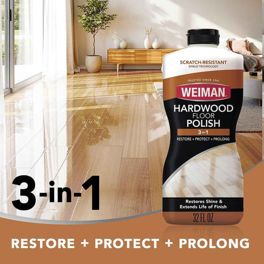 Weiman Wood Floor Polish and Restorer - High-Traffic Hardwood Floor, Natural Shine, Removes Scratches, Leaves Protective Layer