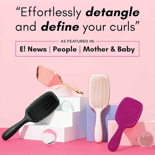 Lily England Detangling & Styling Brush - Pain-Free Brush for Curly Wet & Dry Hair With Flexible Bristles - Easy to Hold Brush for Women's 3c to 4c Curls