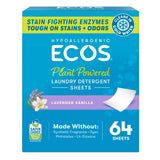 ECOS Laundry Detergent Sheets Vegan, No Plastic Jug, No Mess, Liquid Free - Hypoallergenic, Plant Powered Laundry Detergent Sheet - Lavender Vanilla