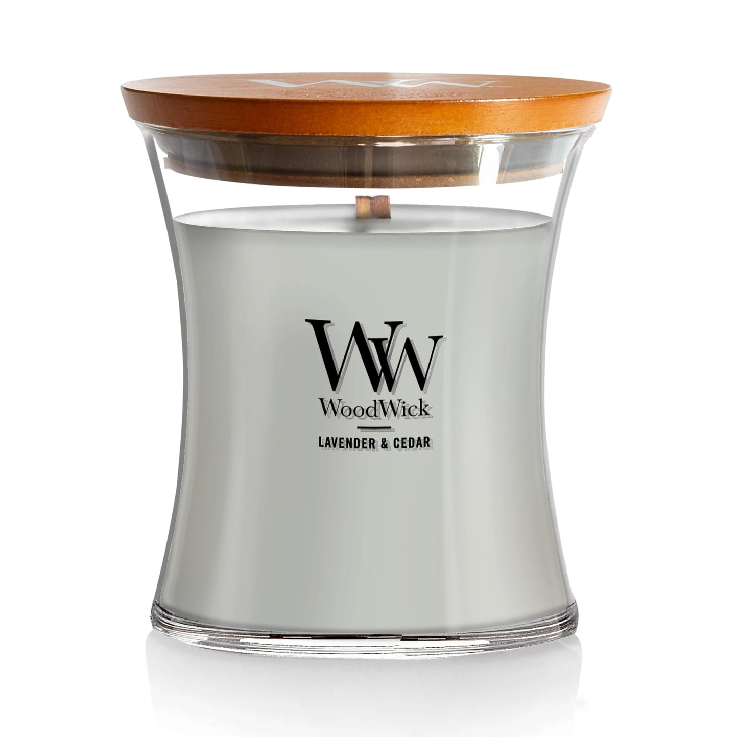 WoodWick Lavender & Cedar Holiday Candle Gifts for Women and Men, 9.7 oz Medium Hourglass Candle with Crackling Wick