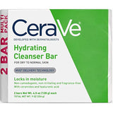CeraVe Hydrating Cleanser Bar, Soap-Free Body and Facial Cleanser with 5% Moisturizing Cream, Fragrance-Free, 4.5 Ounce Each