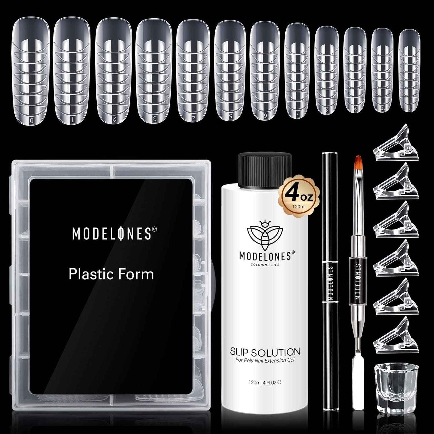 Modelones Poly Extension with Dual-Ended Nail Brush Anti-Stick Liquid Brushes Cleaning Easy Spread for Beginner