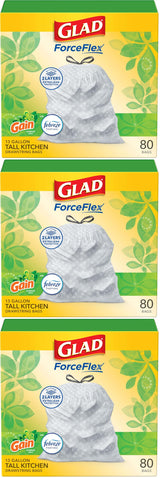 Glad ForceFlex Tall Kitchen Trash Bags, 13 Gallon, Gain Original