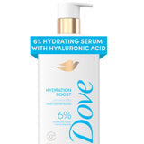 Dove Serum Body Wash Hydration Boost actively drenches dry skin with Hyaluronic Acid Serum