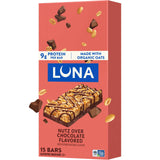 LUNA Bar - Nutz Over Chocolate Flavor - Gluten-Free - Non-GMO - 7-9g Protein - Made with Organic Oats - Low Glycemic - Whole Nutrition Snack Bars - 1.69 oz. (15 Count)