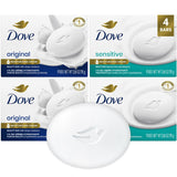Dove Beauty Bar Soap Variety – Sensitive Skin, Fragrance-Free + Original, with Moisturizing Cream, 2.6 Oz Ea