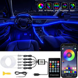 Interior Car LED Strip Lights with Wireless APP and Remote Control, RGB Ambient Lighting Kits, 16 Million Colors Car Neon Lights, Sync to Music