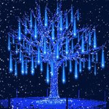 Aukora Christmas Lights Outdoor Meteor Shower Falling Rain Lights 12 inch 8 Tubes 192LED Snowfall Cascading Icicle String Light for Xmas Tree Decor Wedding Party Holiday Window Garden, UL Plug, White