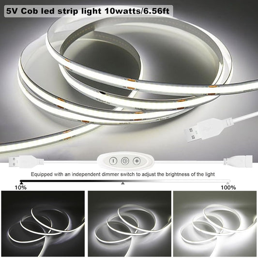 5v_COB_Led_Strip_Lights_USB_Powered_Cool_White/Natural_White/warm_white/Pink_CRI93+_6ft_Led_Tape_Light_with_Dimmer,_10W/2meter_Flexible_&_Dimmable_COB_Strips_for_Sewing_Machine_Desk_Cabinet_DIY_Lighting_Decor